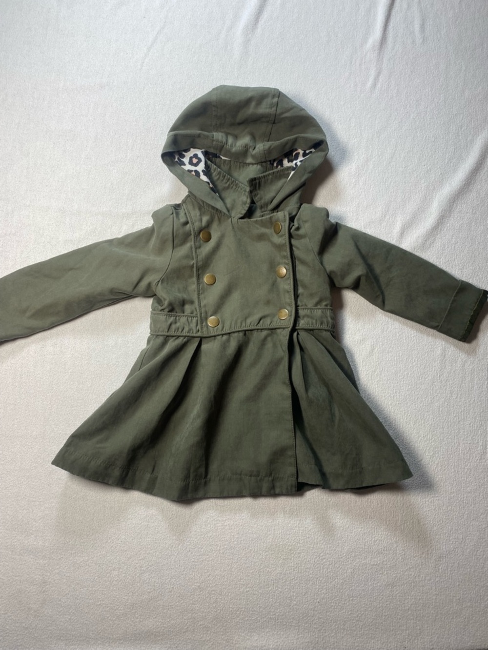 Tahari Olive Army Green double button Hooded Pea Coat
